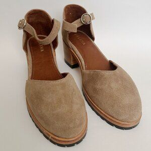 PATINA Portland Leather Women's Tan Suede Leather Heeled Mary Jane Shoes 7.5